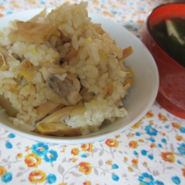 たけのことあさりの混ぜご飯